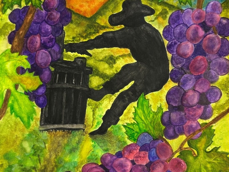 The 2025 Napa Agricultural Crop Report cover art was created by Jullian Pineda, a sixth grade student at Unidos Middle School. Jullian’s watercolor presentation, is titled “Heart of Napa."